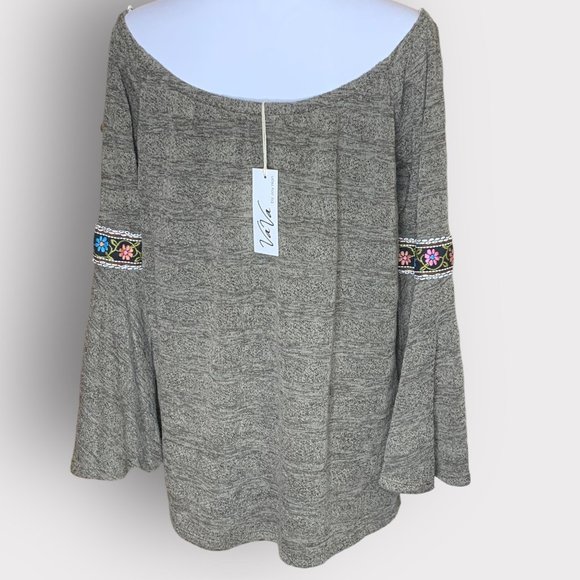 VAVA by Joy Han KYLE Cold Shoulder Blouse GRAY Large NEW With Tags - Picture 4 of 8